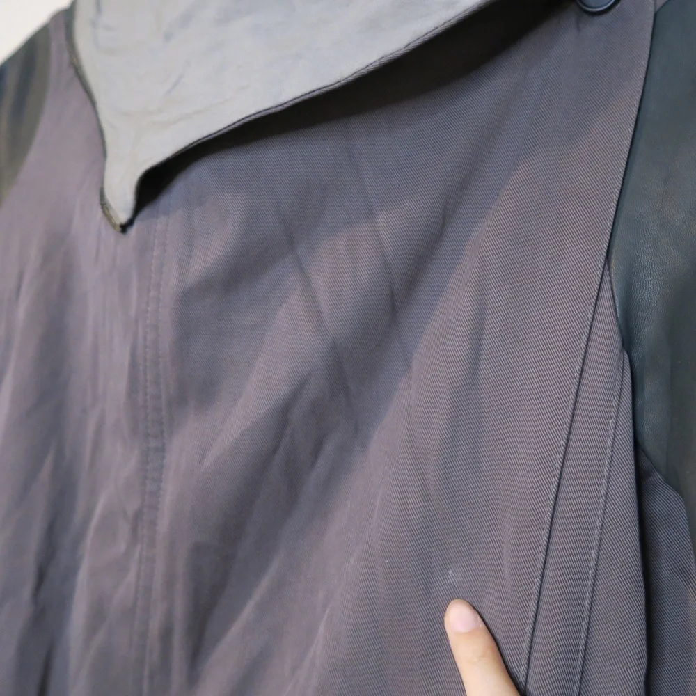 Allsaints Luna Parka Jacket Lamb Leather Sleeves Zip‎ Up Soft Minimalist Muted